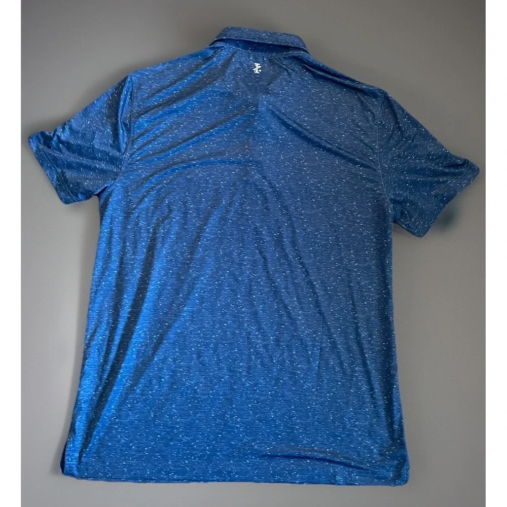 Izod Golf Short Sleeve Polo Shirt Blue White Splatter Pattern Logo Large JBHS - Picture 2 of 7